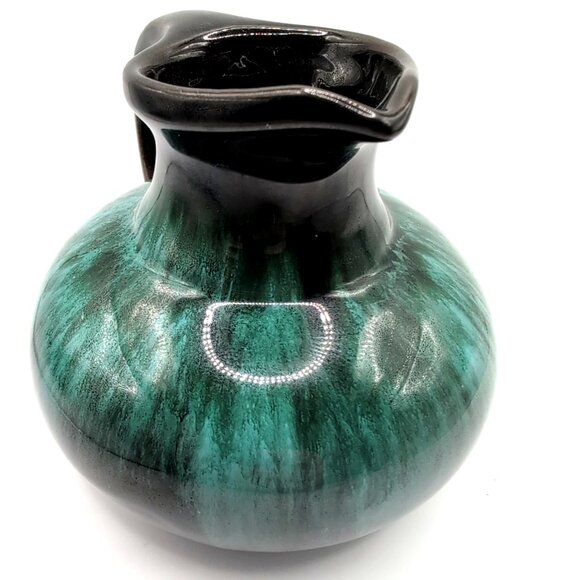 Vtg Blue Mountain Pottery BMP Blue/Green Drip Glaze Pitcher 4x5" Retro MCM VGC - Picture 8 of 10
